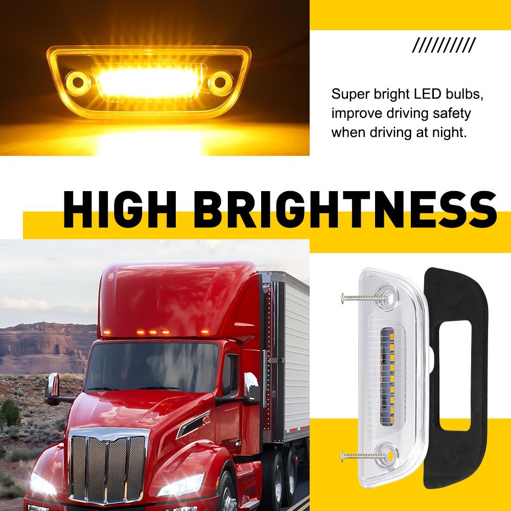 CLEAR AMBER TORPEDO 9 LED ROOF CAB MARKER TOP LIGHT FOR PETERBILT KENWORTH 5-15X