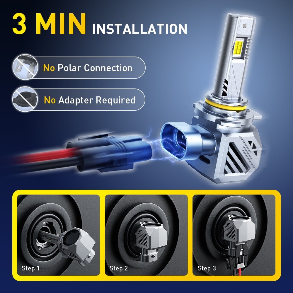9012 LED Headlight Bulbs High/Low Beam 6500K White 48000LM Super Bright 2-10X