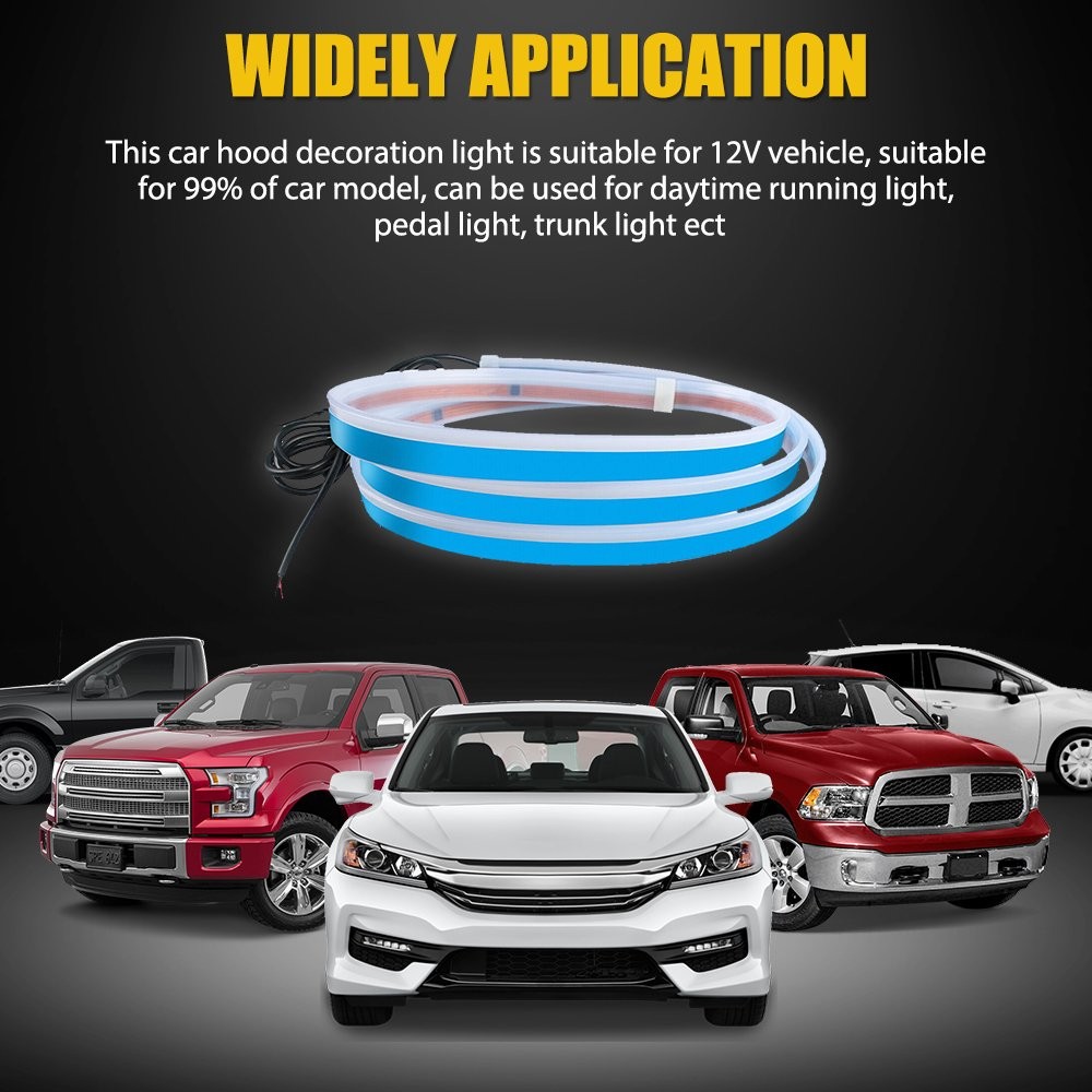 Car Hood Dynamic Scan LED Daytime Running Light Strip Waterproof Lamp Decor 1.5m
