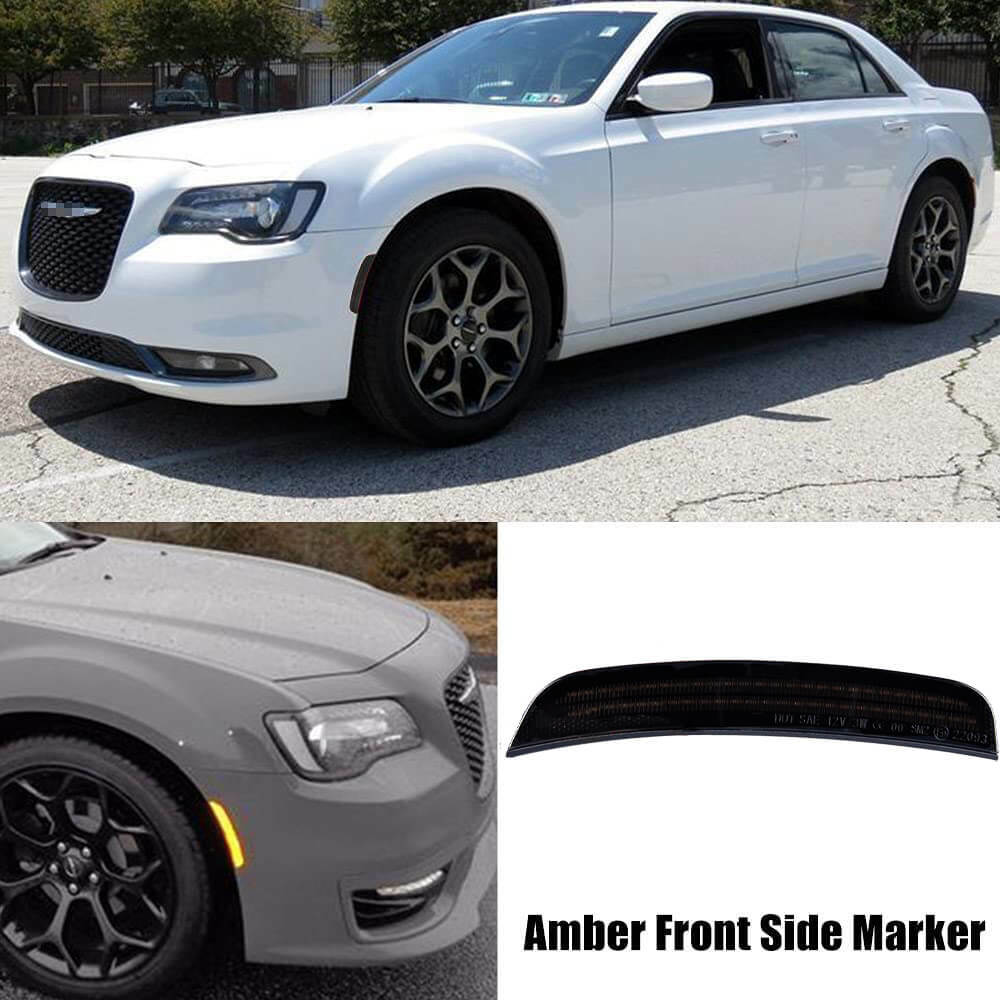 4PC Smoked Front&Rear LED Side Marker Light 2Row Lamp For 2015-2021 Chrysler 300