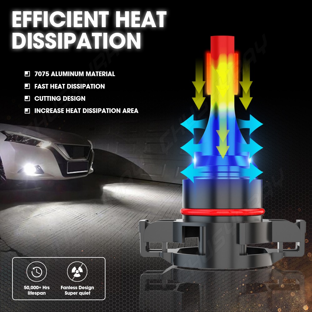 2X 2504 PSX24W White LED Fog Driving Light Bulbs For Jeep Wrangler JL 2010-2020