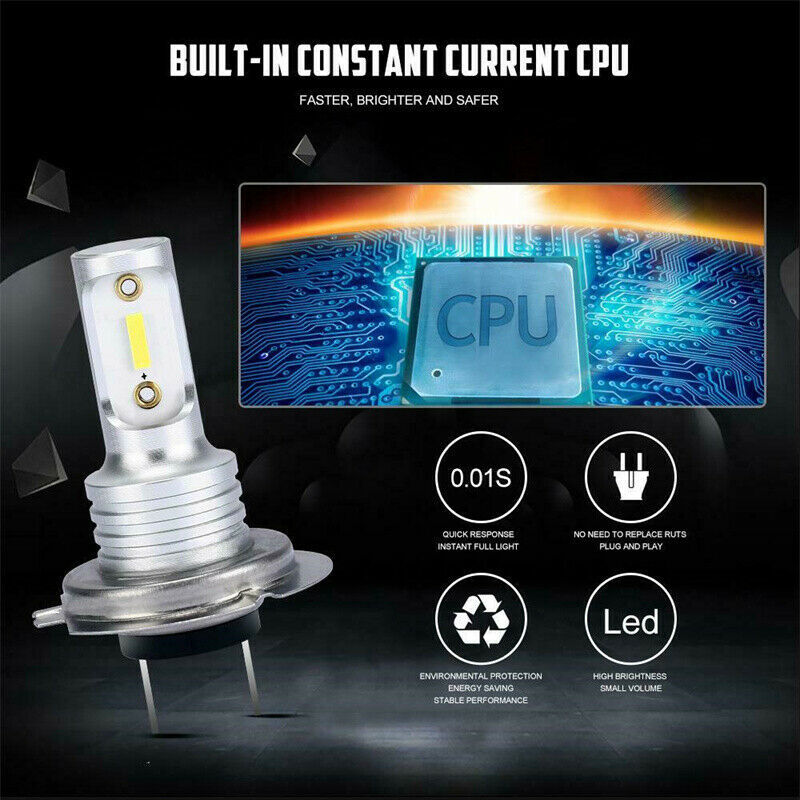 H7 Canbus LED Headlight Bulb High Low Beam Fog Light 100W 10000LM Bright 2pcs