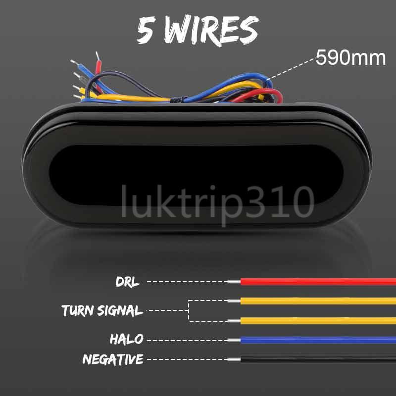 2x Amber/White Oval LED Truck Trailer Stop Turn Tail Brake Lights Flowing DRL US