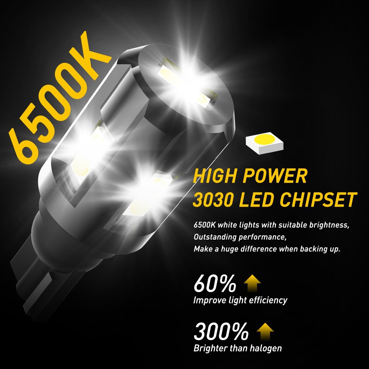 10-SMD CANBUS 921 912 T15 W16W LED Reverse Backup Super Light White Power 2000LM