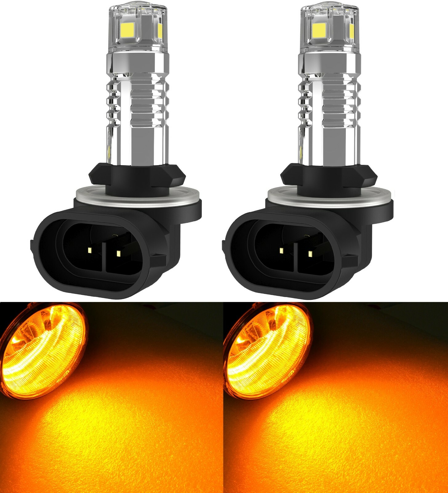LED 20W 898 H27 Amber Two Bulbs Fog Light Replacement Upgrade Lamp Stock Fit OE