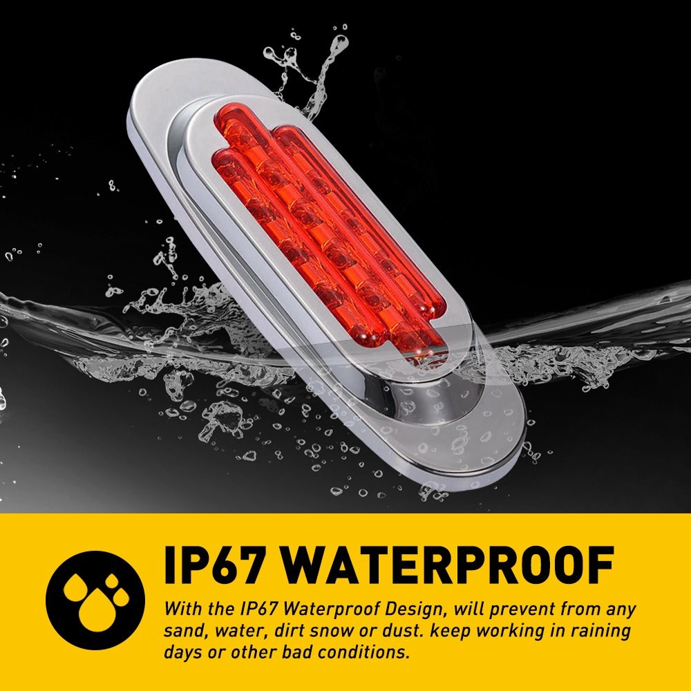2Pcs Red LED Side Marker Lights 16-SMD Lamp For 12V RV Truck Trailer Accessories