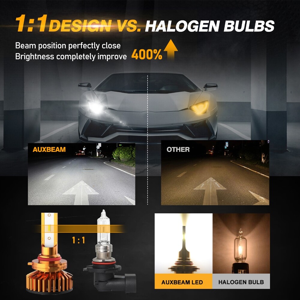 4x AUXBEAM 9005+9006 LED Headlight Bulbs For Chevy Silverado1500 2500 HD 2001-06