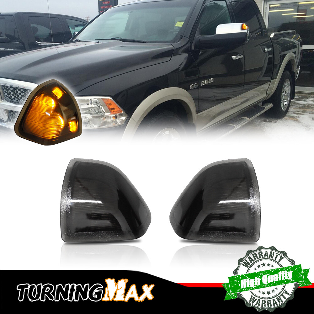 2x Amber LED Side Mirror Smoked Turn Signal Lights For 10-18 Dodge Ram 1500 2500