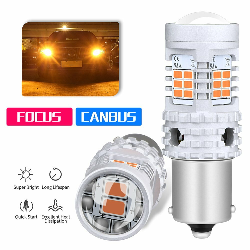 4PC CANBUS BAU15S 7507 PY21W Amber Color LED Bulb Car Turn Signal Indicator Lamp