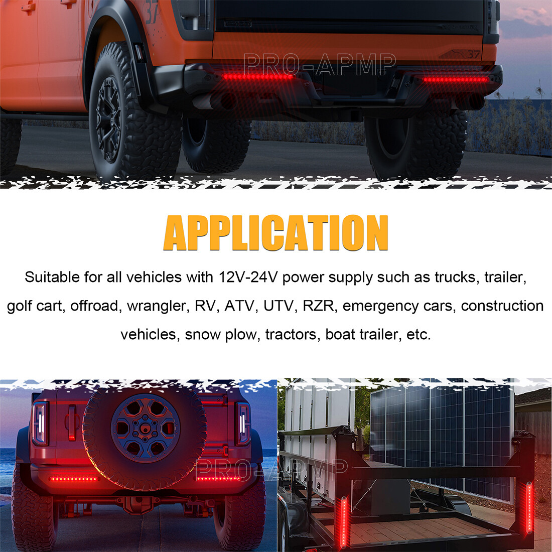 2Pcs LED Tail Lights Red Flash 10″ Truck Trailer Strip Stop Turn Brake Light Bar