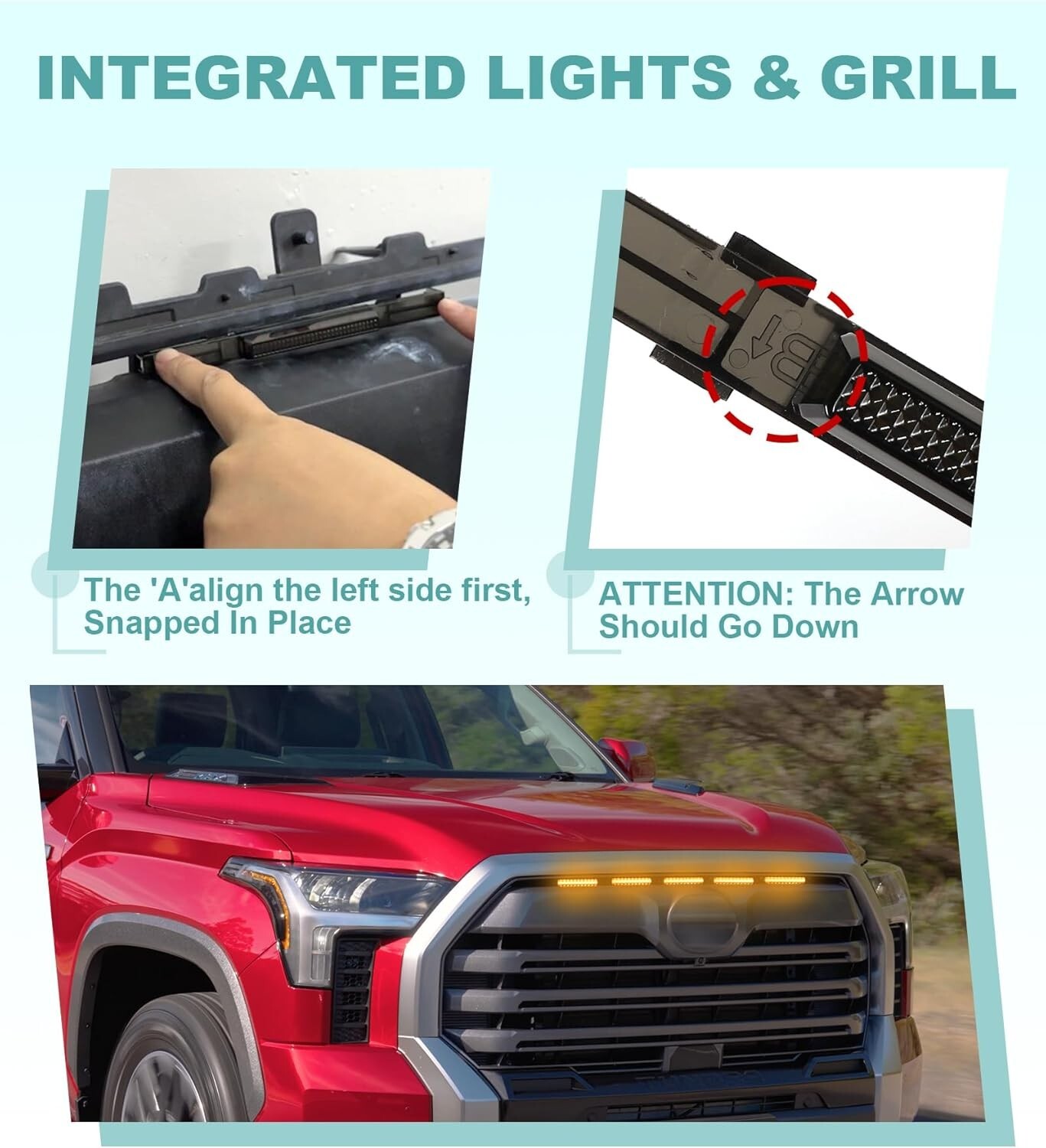 LED Front Grill Lights for Toyota Tundra SR SR5 Limited 2022-2025 Raptor Light
