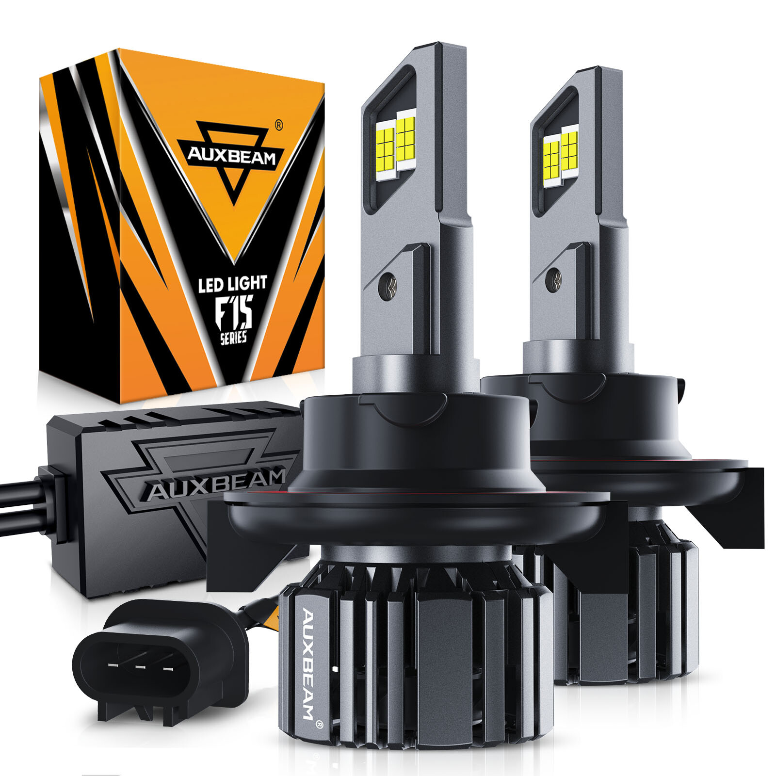 AUXBEAM H13 9008 Canbus LED Headlight Bulbs Kit High Low Beam Super Bright 6500K