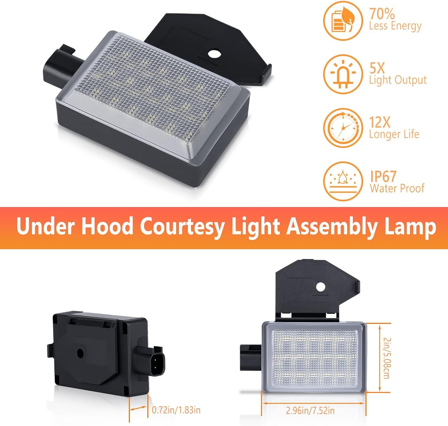 LED Underhood Hood Courtesy Light For Dodge RAM Charger Jeep Wrangler Chrysler