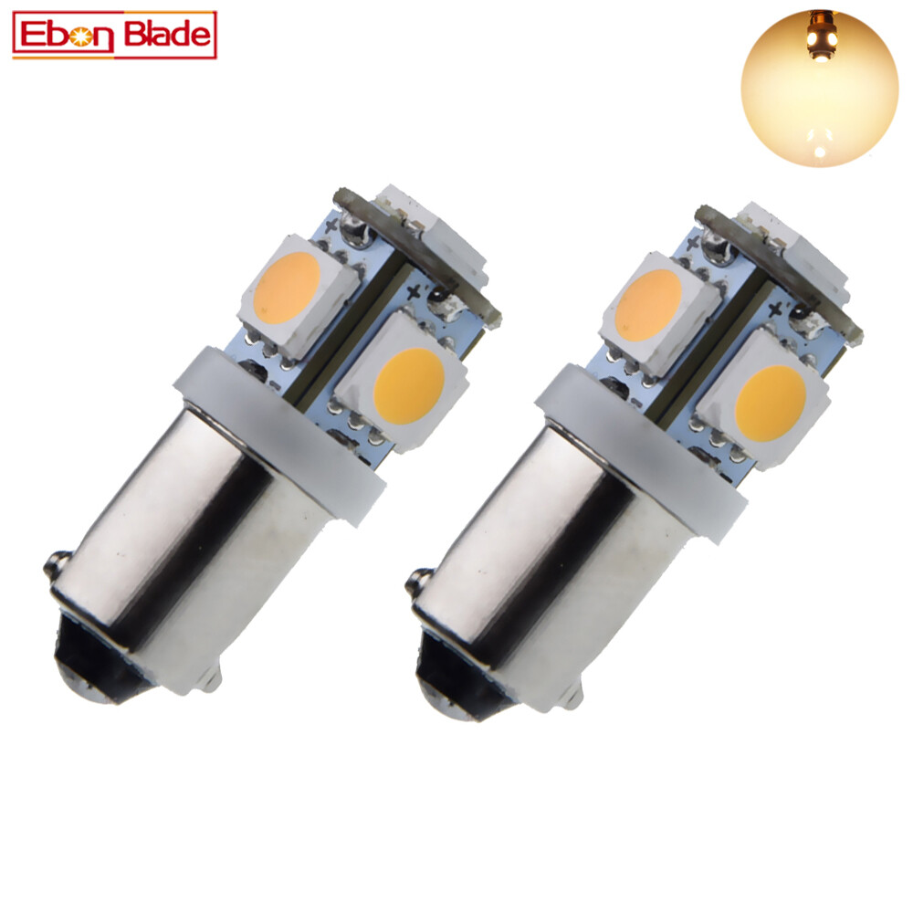 2Pcs Warm White BAX9S H6W 433C 434 LED Bulbs for Car Auto Interior Lights Lamps