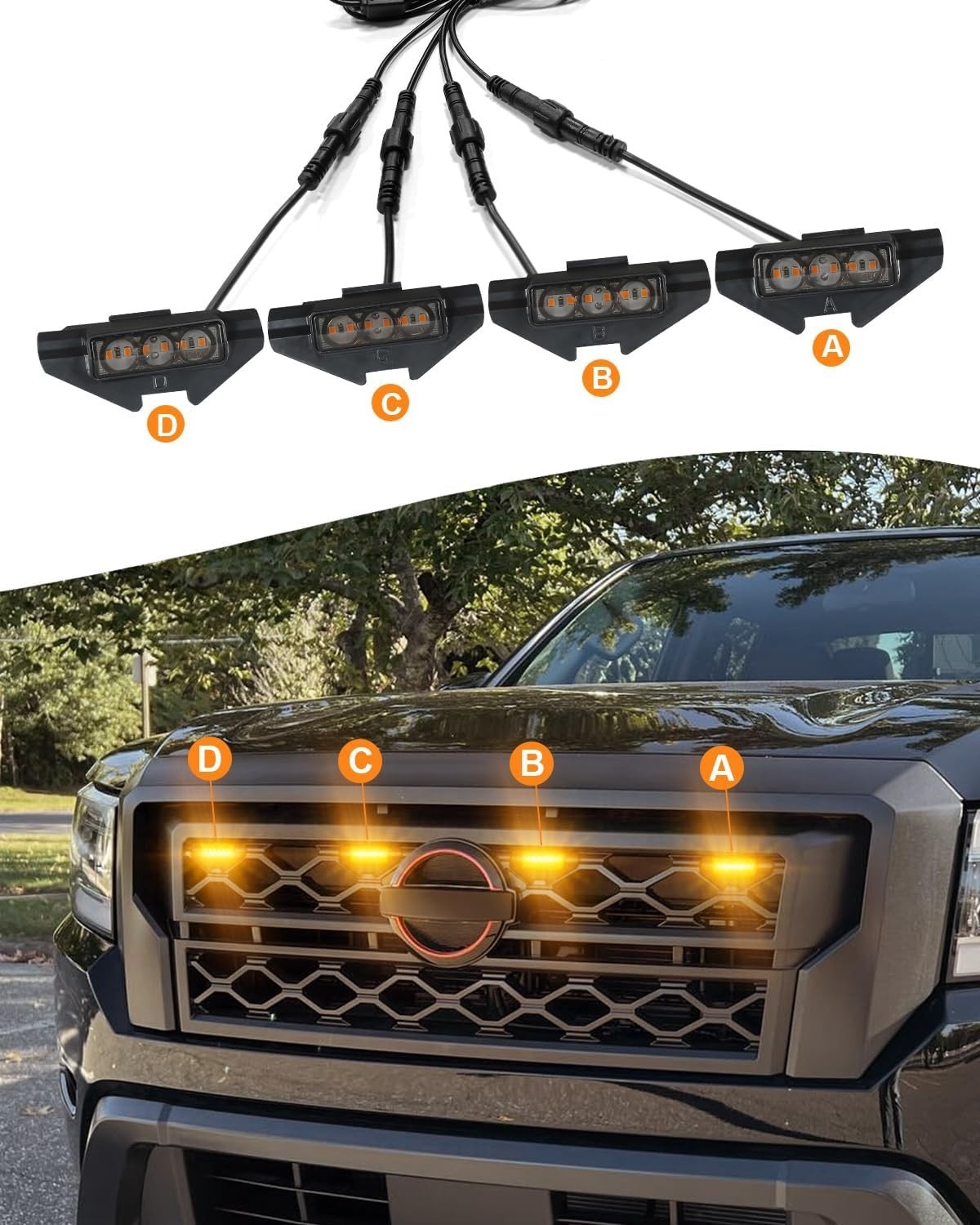 LED Front Grill Lights for Nissan Frontier 2022-2024 PRO 4X S SV SL Accessories