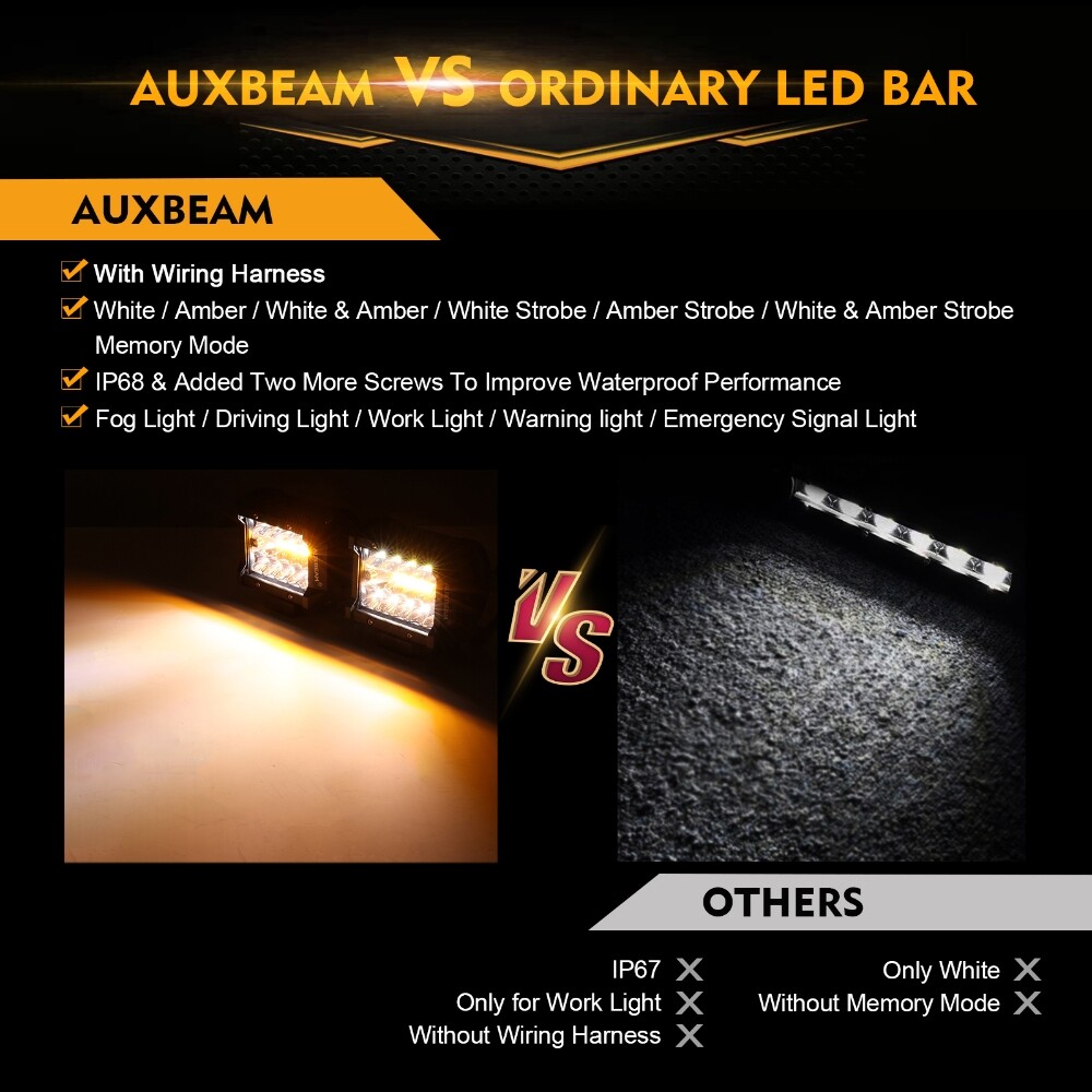 AUXBEAM 4″ INCH LED PODS WORK LIGHT BAR SPOT BEAM DRIVING OFFROAD SUV ATV TRUCK