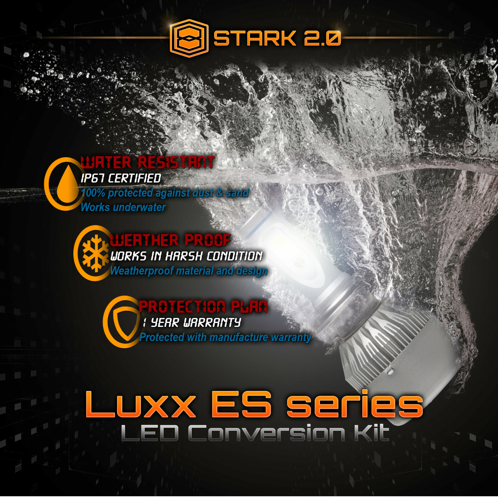 Stark 80W 9000LM Flip COB Chip LED Conversion Kit 6000K 6K Headlight – H7