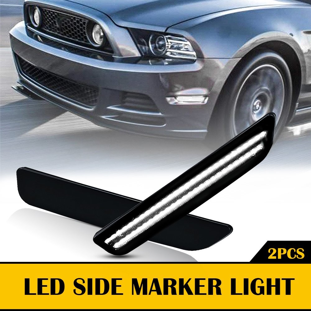 Front Left Right White LED Side Marker Lights For 2010 2011 2012-14 Ford Mustang
