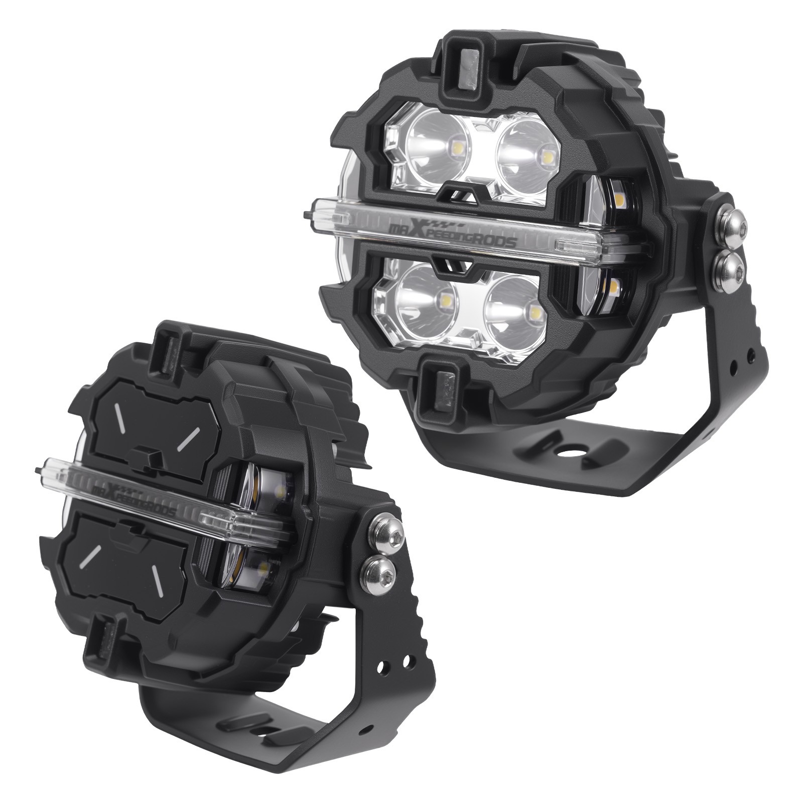 3.5″ LED Pod Lights 160W Spot Beam Side Shooter Driving Light White+Amber DRL