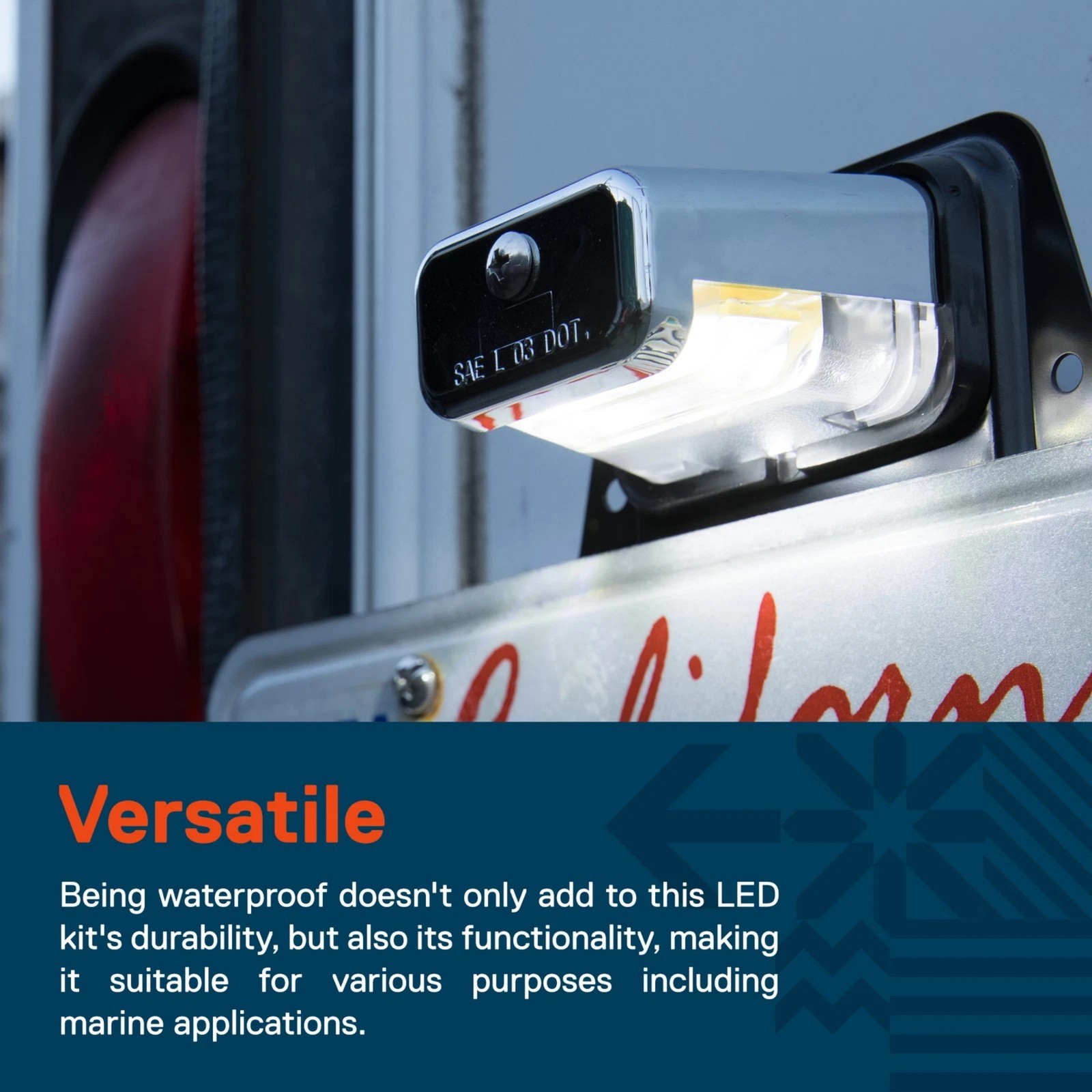 RV Camper 2 LED License Plate LightIPX7 Waterproof DOT Certified With Bracket
