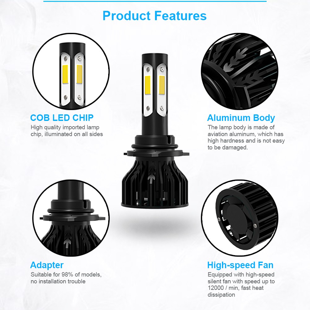 H11 H9 9005 HB3 LED Headlight Bulbs KIT Combo High&Low Beam Super Bright White
