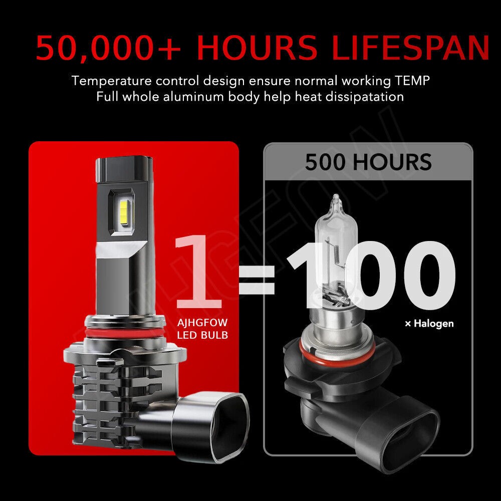 9012 5202 LED Headlight + Fog Light Bulb Combo 6000K for Jeep Cherokee 2014 2015