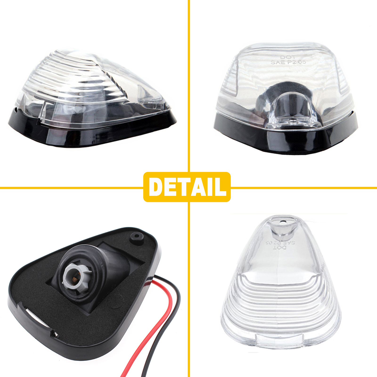 Clear Lens White LED Cab Roof Marker Lights For 99-16 F250 F350 F450 Super Duty
