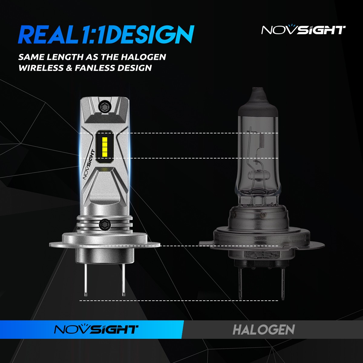 NOVSIGHT H7 LED Headlight Bulbs Kit Hi Lo Beam 1000LM Super Bright 6500K White