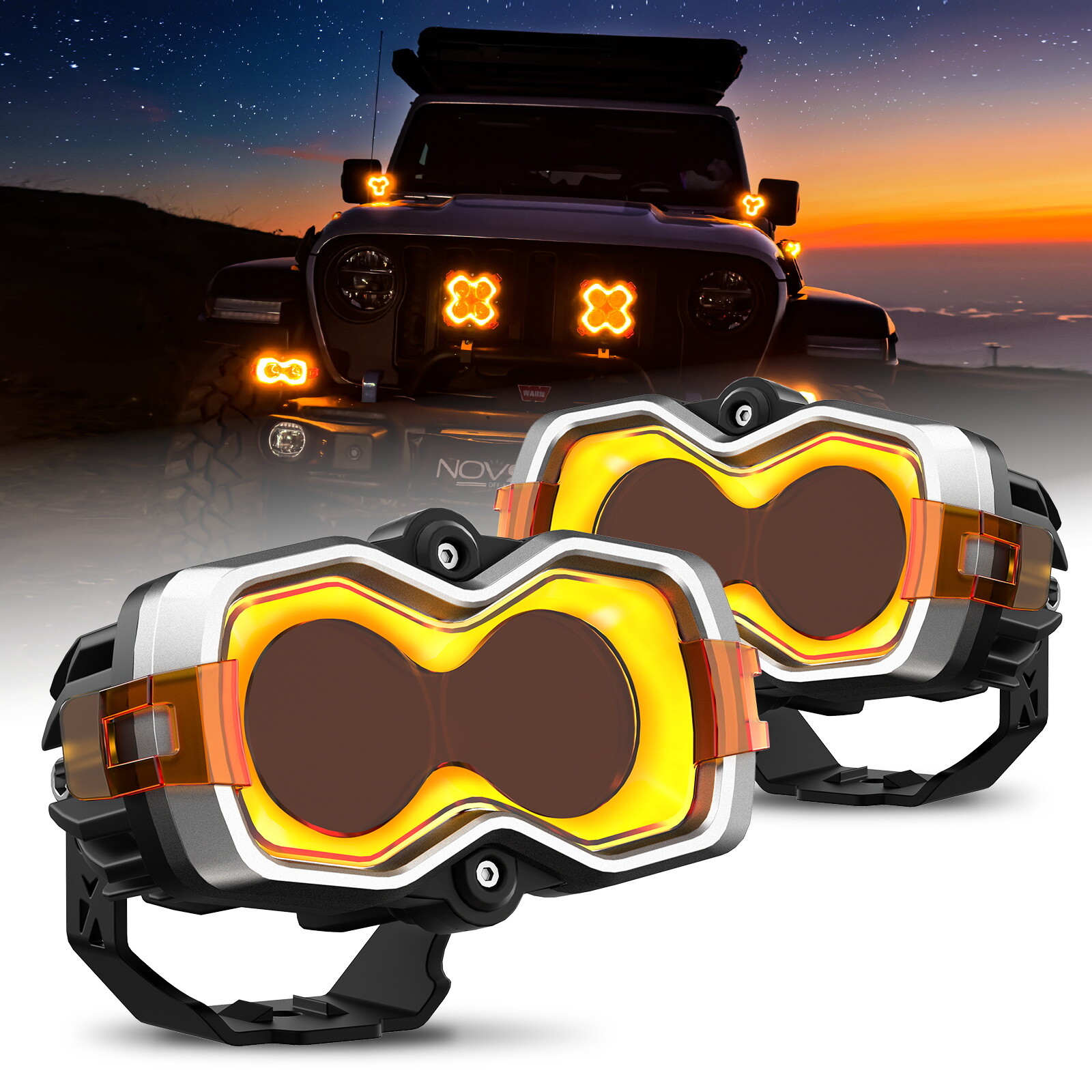 NOVSIGHT Halo Series 4.5″ LED Work Spot Pod Driving Light ATV Truck Offroad Lamp