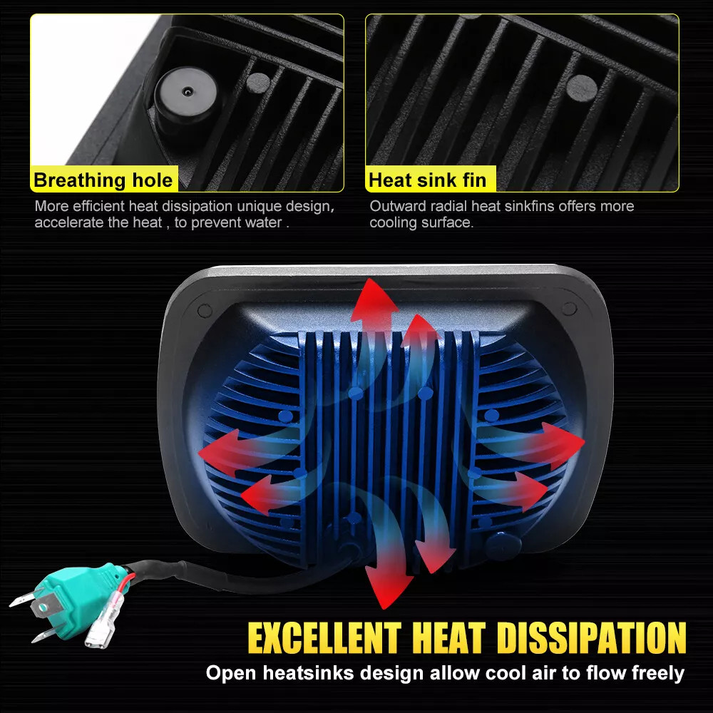 DOT For 1981-1993 Dodge D150 D250 D350 Pickup 7×6″ LED Headlights Hi/Lo Beam DRL