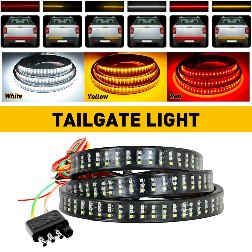 48″ LED Truck Tailgate Light 3 Row Bar Strip Reverse Signal Brake Tail Lamp New