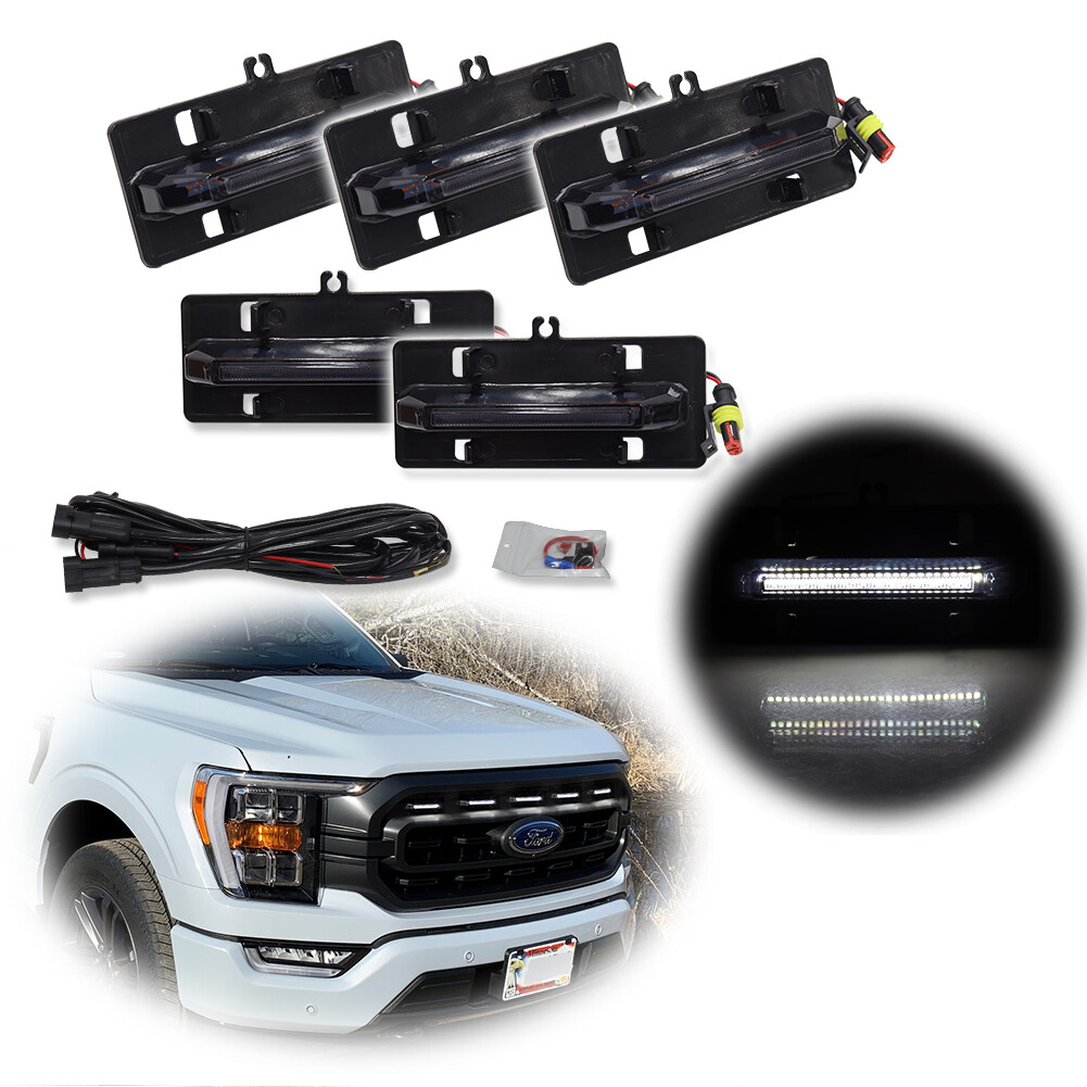 For 2022 2021 F150 XL XLT LED Raptor Lights OEM Front LED White Grill Light Lamp