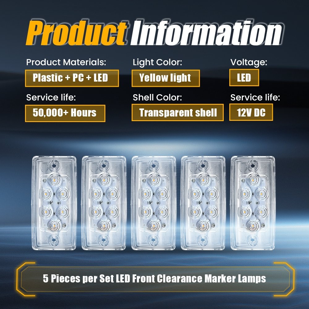 5-50X Clear Cab Roof Marker Running Light Indicator For Freightliner Volvo Truck