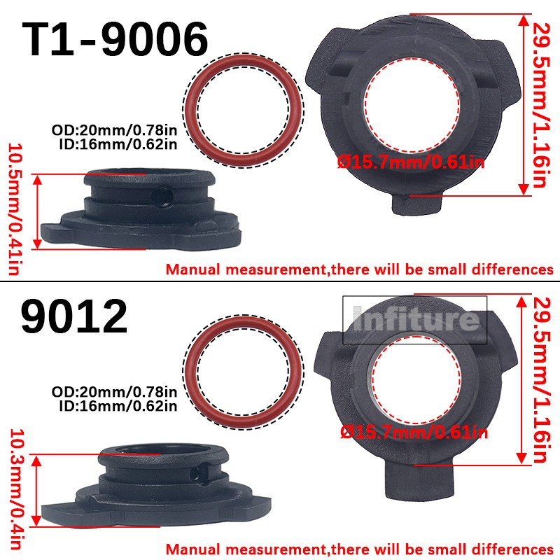 2Pcs LED Headlight Bulb Base Adapter Socket Retainer 9004/9005/9006/H7/H4/H3/H1