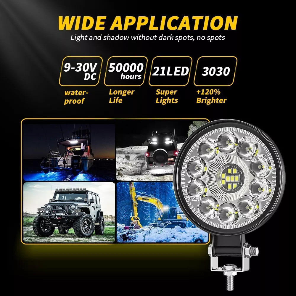 Round 3 inch Front Bumper LED Work Light Pods fit Yamaha Banshee Headlight Combo