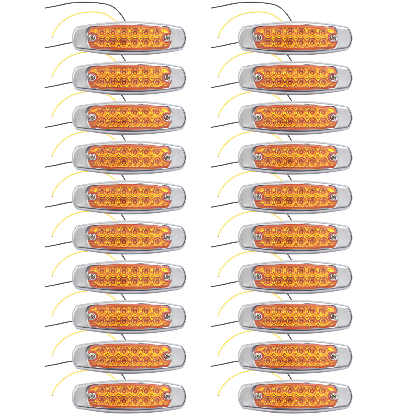 20 PCS 12-LED Amber Side Marker Light Clearance Truck Trailer For Peterbilt 12V