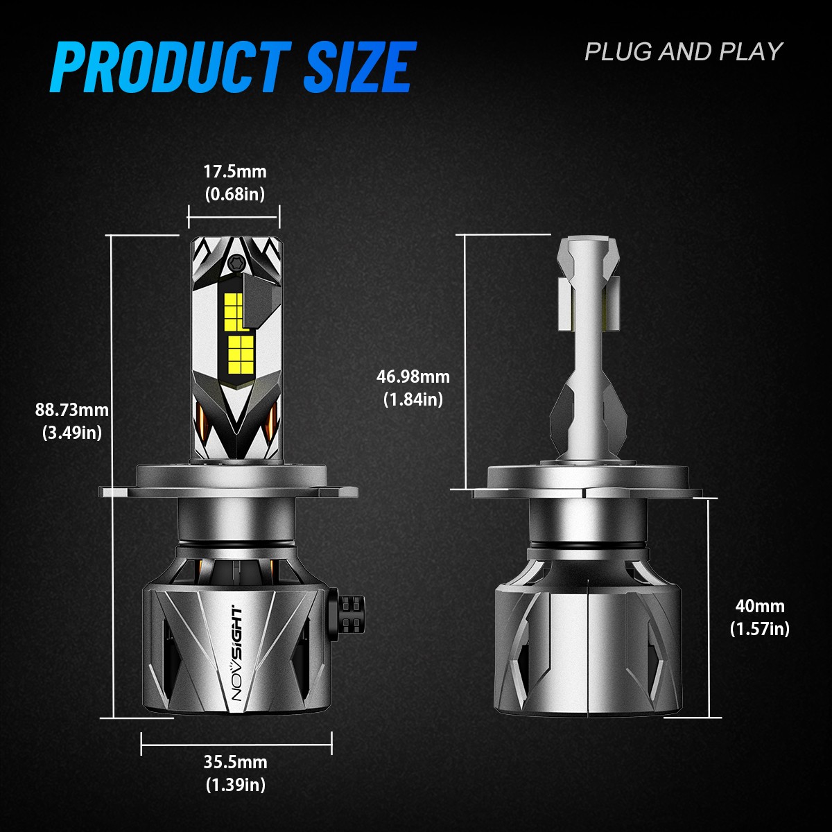 NOVSIGHT H11 H13 9004 9005 9006 9007 LED Headlight Bulbs Lamp 6500K 60000LM 240W
