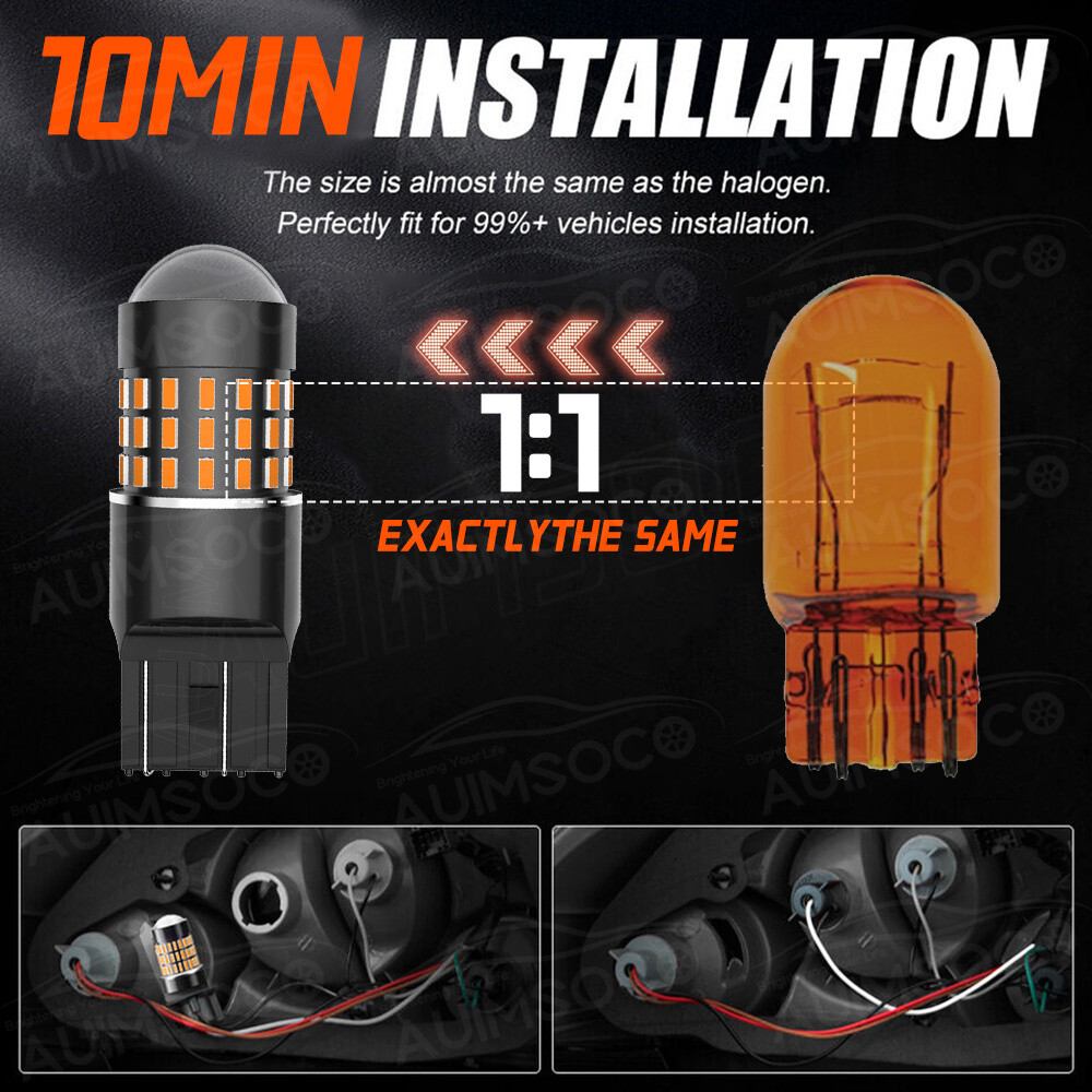 For Ford Explorer 2013-2019 7443 3000K Amber LED Rear Turn Signal Light Blinker