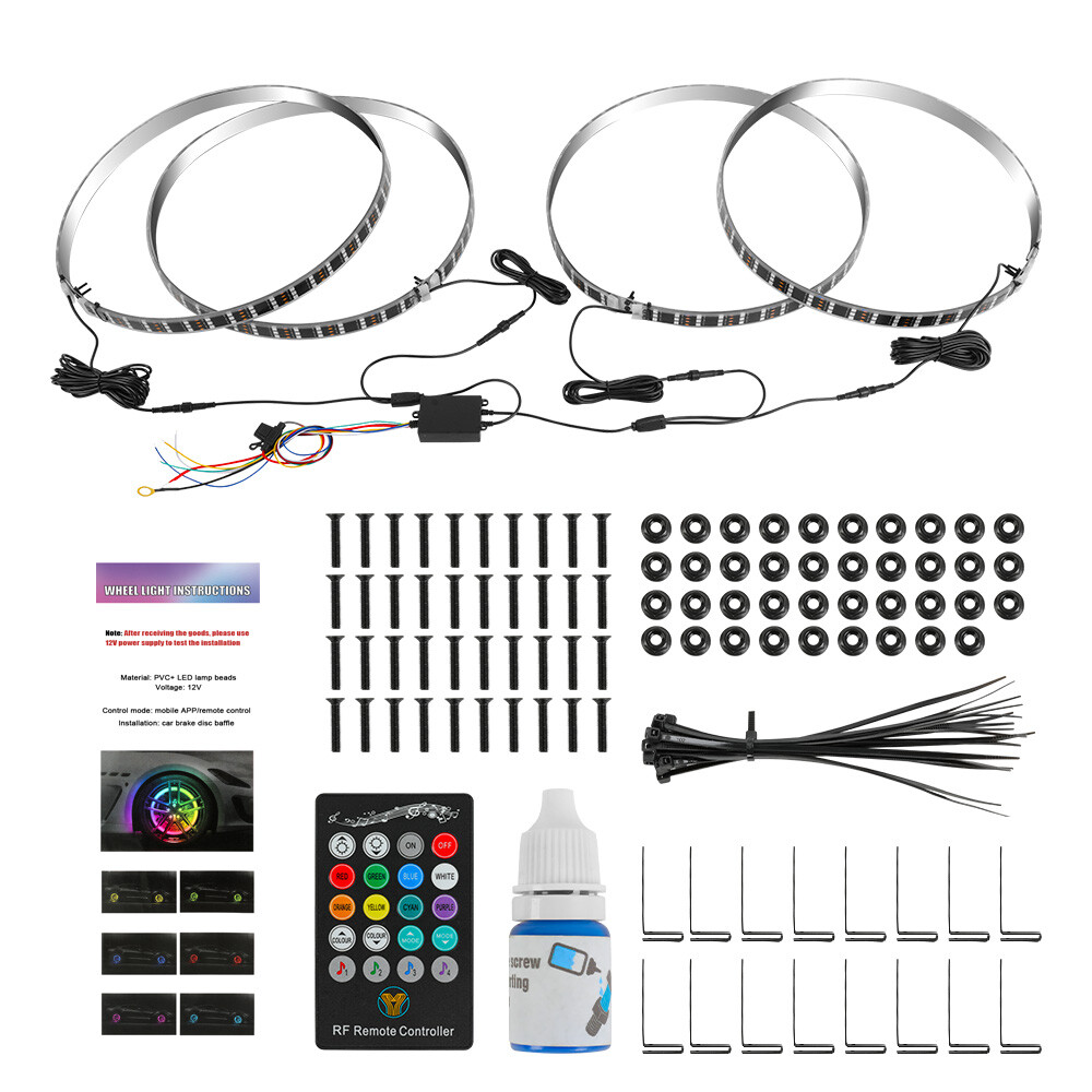 For Chevy Silverado 1500 99-24 4X 15″ LED RGB Rim Lights Wheel Ring Light 3-Row