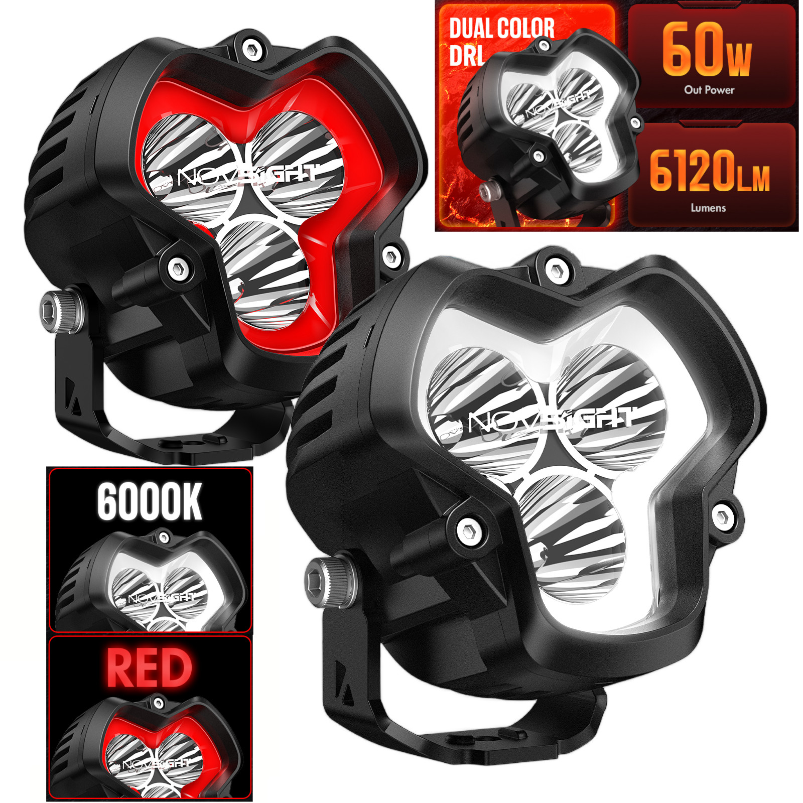 NOVSIGHT 3″ LED Pod Work Light Spot Beam Jeep Truck SUV Offroad Lamp 2pcs