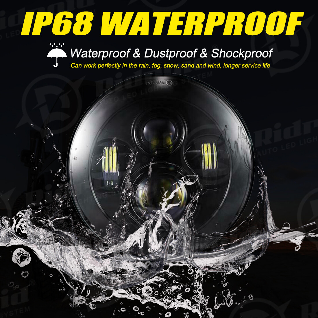 7″ inch 300W LED Headlight Hi lo Black for Harley Honda Yamaha Ducati Motorcycle