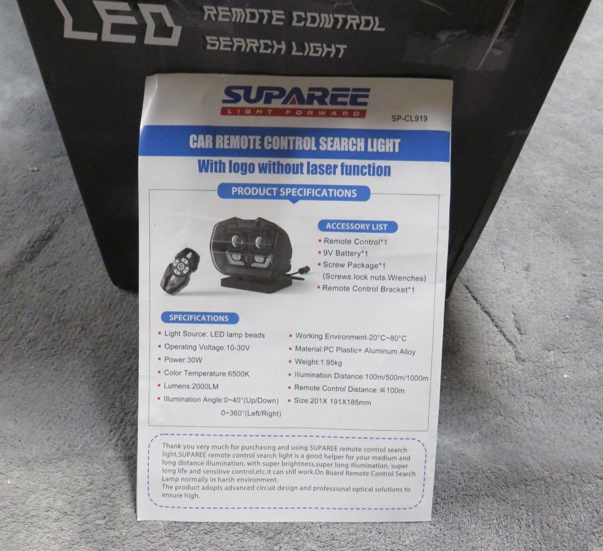 Suparee 60W LED Remote Boat Off-Road Truck Searchlight 360° Wireless Spotlight