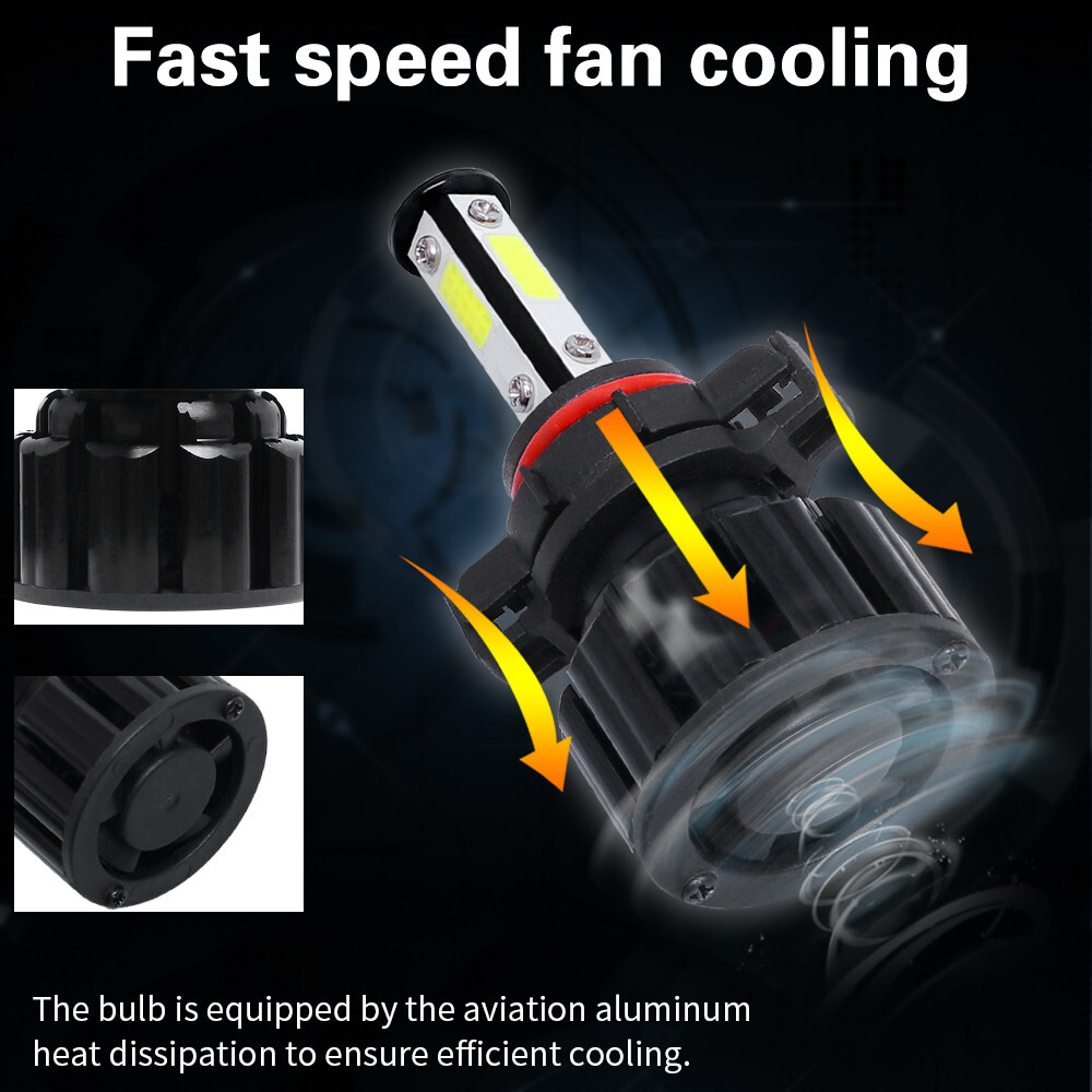 4-Sides 5202/H16/9009/2504 LED Headlight Kit Fog Light 120W 32000LM 6000K Bulbs