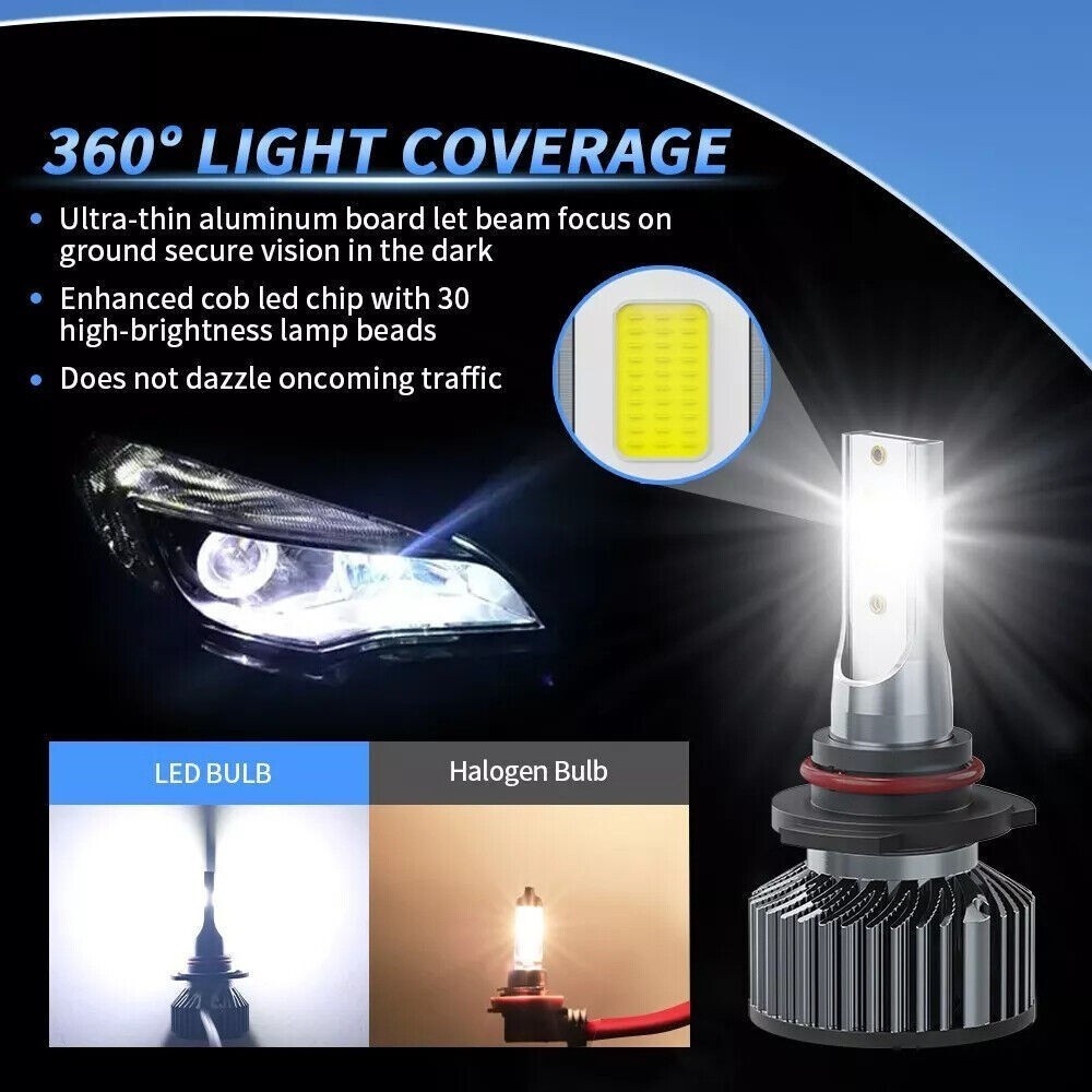 9005 + H11 LED Headlight KIT Combo Bulbs 6500K High+Low Beam Super Bright White