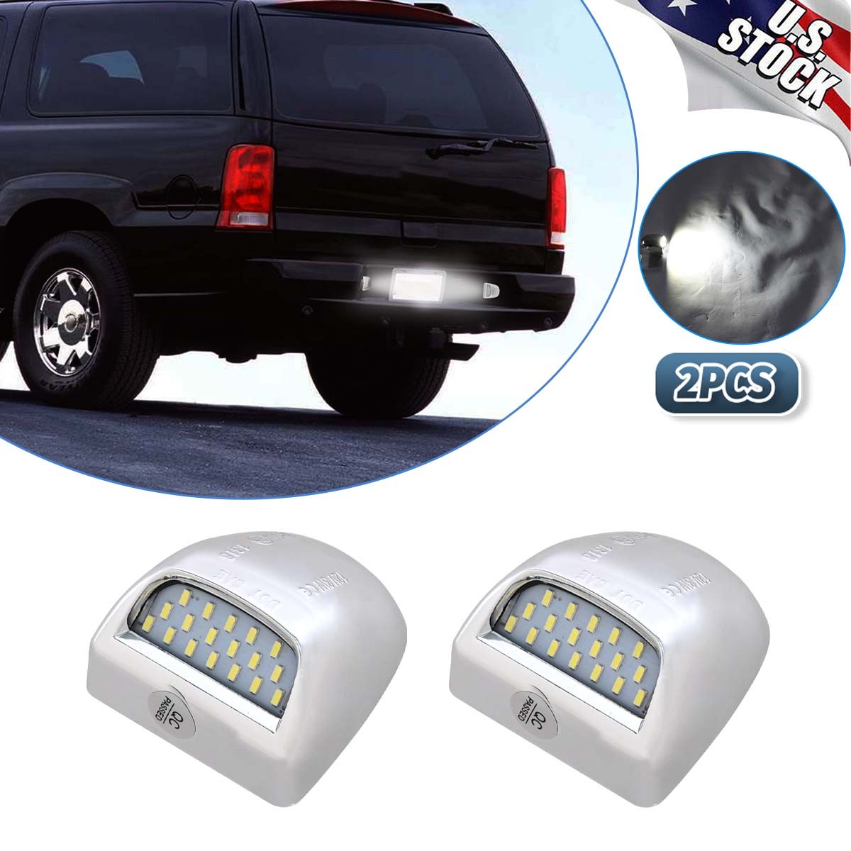 LED Chrome License Plate Lamp For Chevrolet Silverado 1500/2500/3500HD 1999-2013