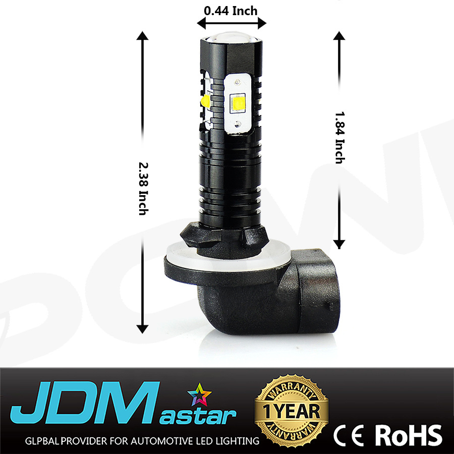 JDM ASTAR 2X 881 6000K White LED Fog Lights Driving Bulbs 886 889 894 896 H27W/2