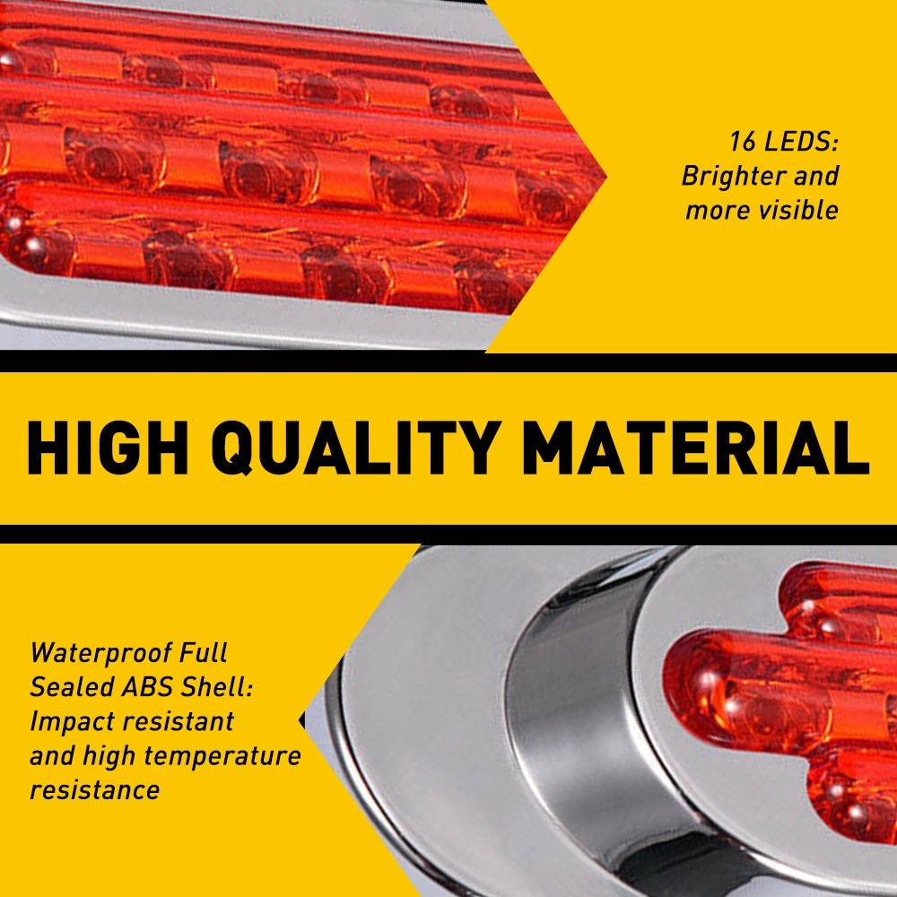 LED Red Side Marker Lights Lamp 16-SMD For RV 12V Truck Trailer Accessories