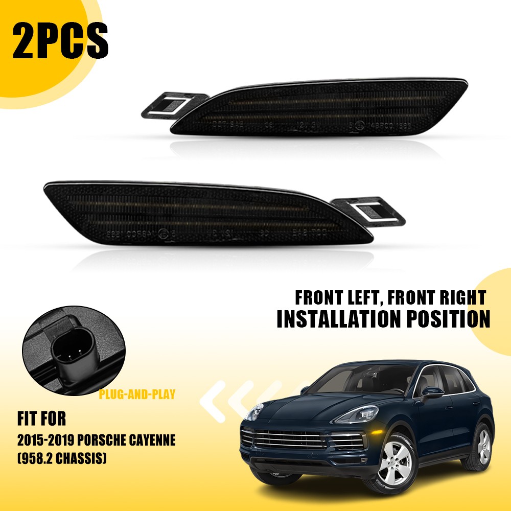 Front Left Right Smoked LED Side Marker Signal Light For Cayenne 958.2 2015-2019