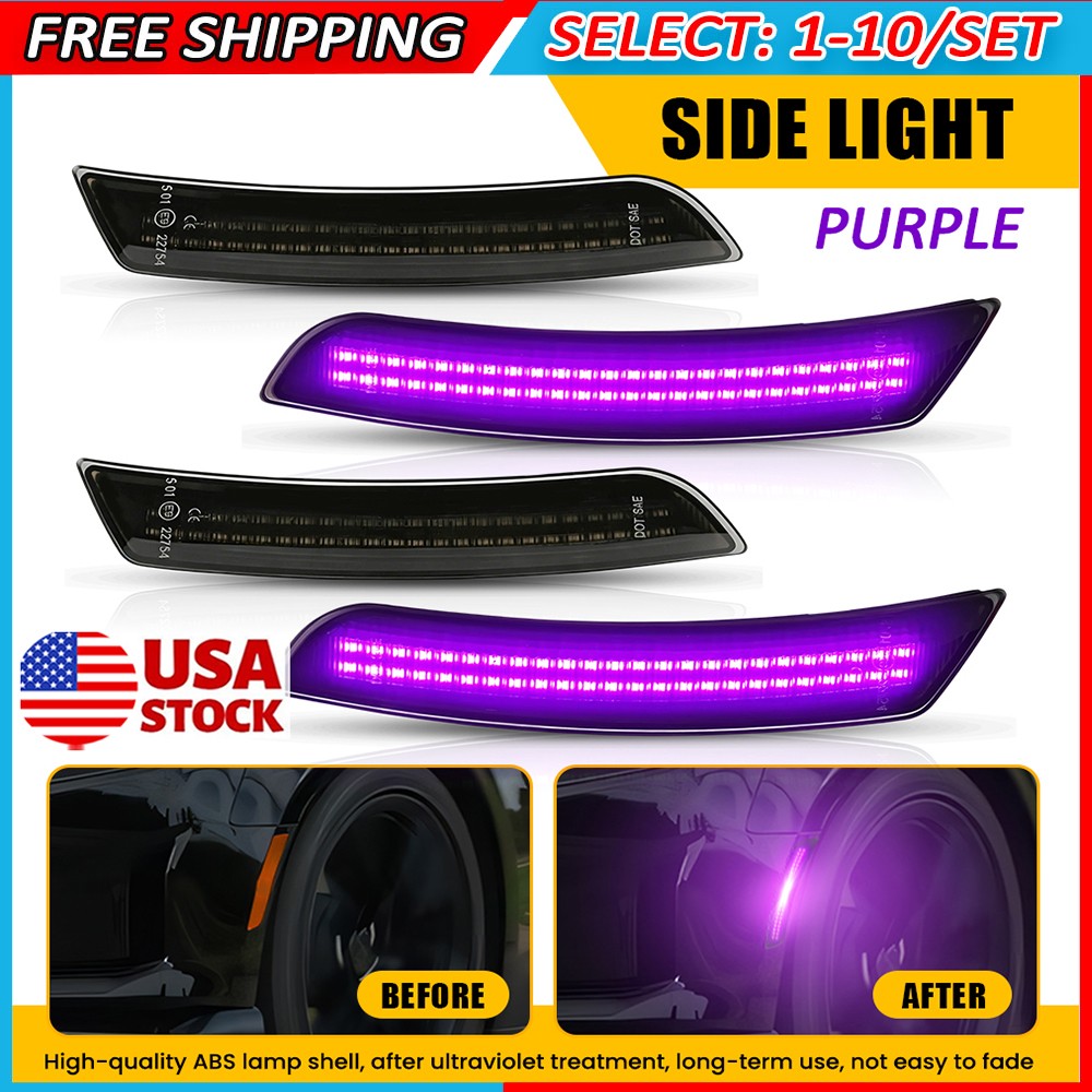 4-40x LED Front&Rear Fender Lamp For 16-23 Chevy Camaro Smoked Side Marker Light