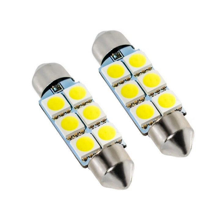 2 Xenon White 1.50″/39mm 16-SMD 6418 C5W LED Bulbs For Car License Plate Lights